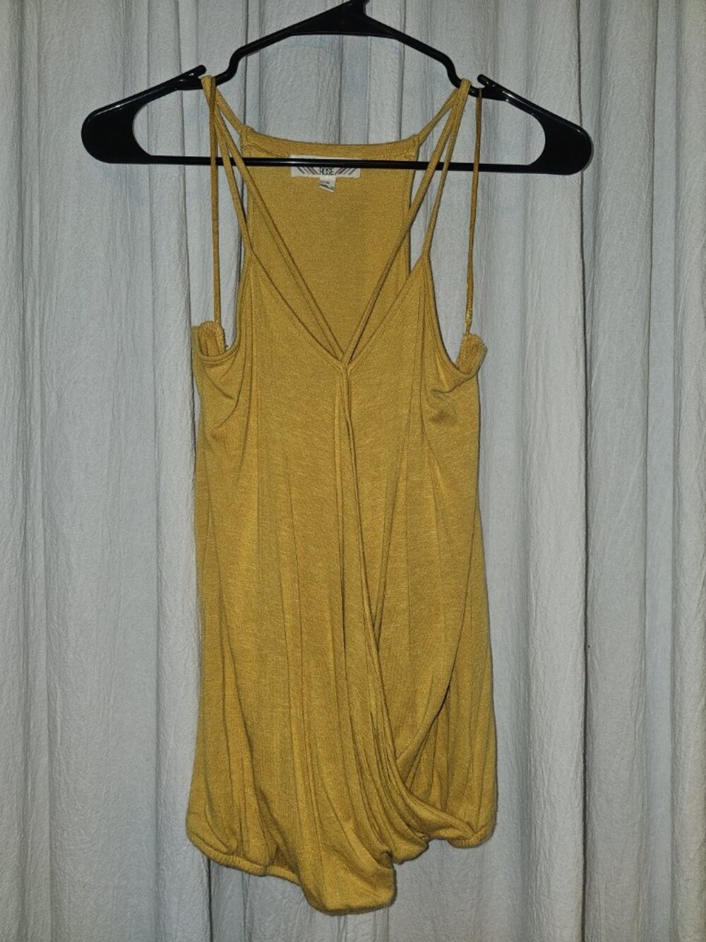 Pink Rose Mustard Gold Strappy Draped Tank Top Size M